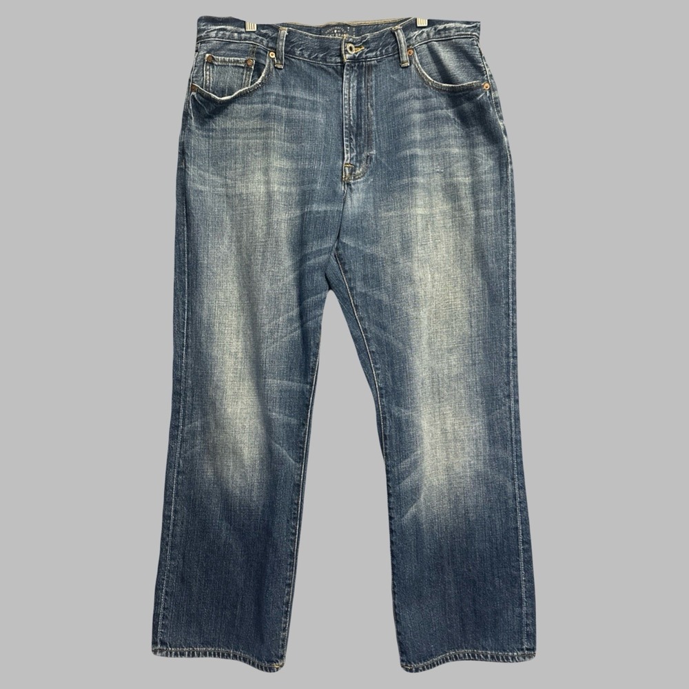 Lucky Brand 181 Relaxed Straight Jeans Mens 36x30 Medium Wash Denim Whiskered